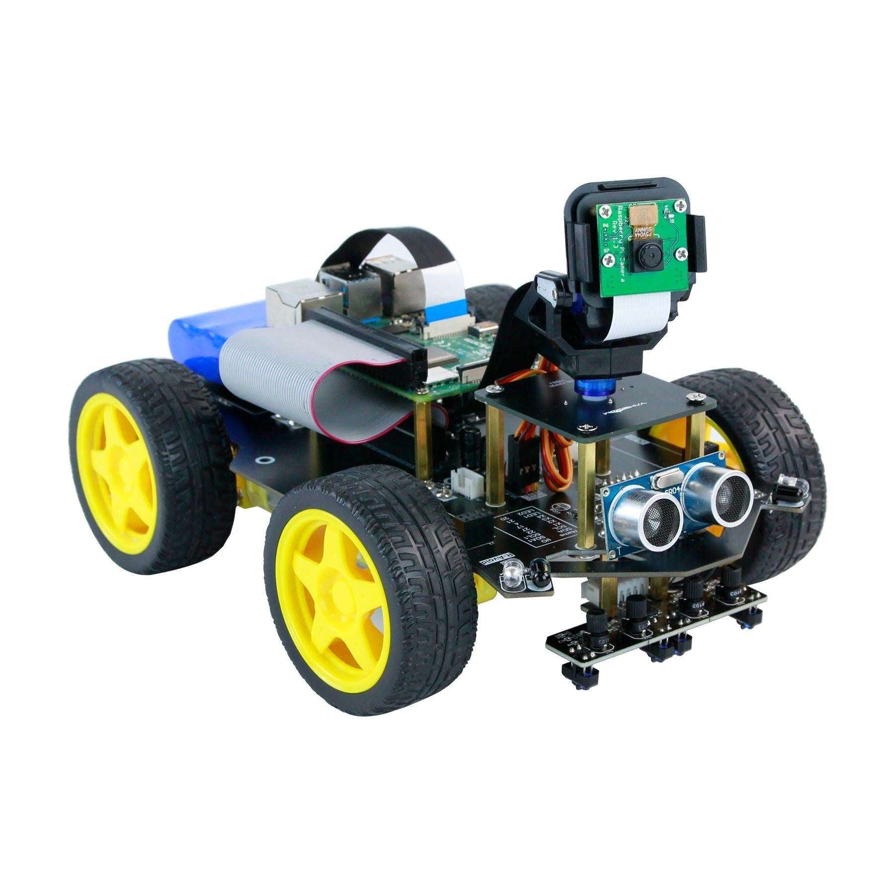 Yahboom Raspbot Raspberry Pi 5 AI vision robot car, 4WD chassis with camera mount and ultrasonic sensor