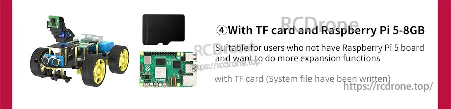 Kit option: Raspbot with TF card and Raspberry Pi 5 8GB bundle for expanded projects