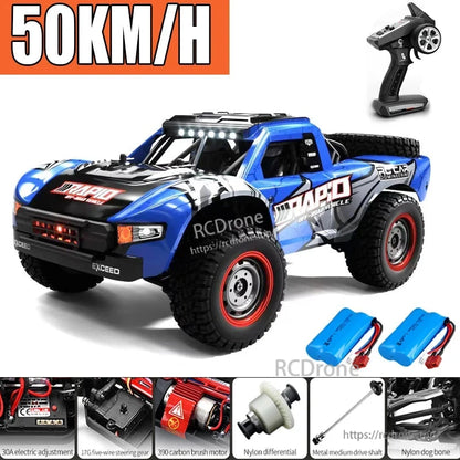 Rc Truck DISHUO Q130 features top speed of 50km/h or 75+ km/h with brushless or brushed motors and LED lights.