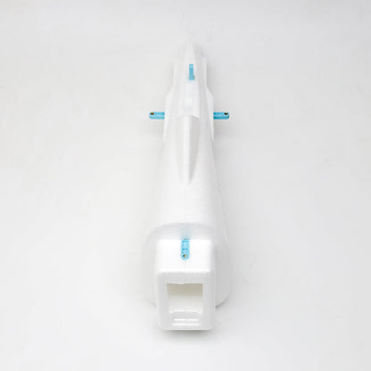 ATOMRC Beluga spare parts rear fuselage section, foam body with blue wing tube connectors, top view