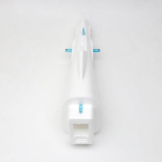 ATOMRC Beluga spare parts rear fuselage section, foam body with blue wing tube connectors, top view