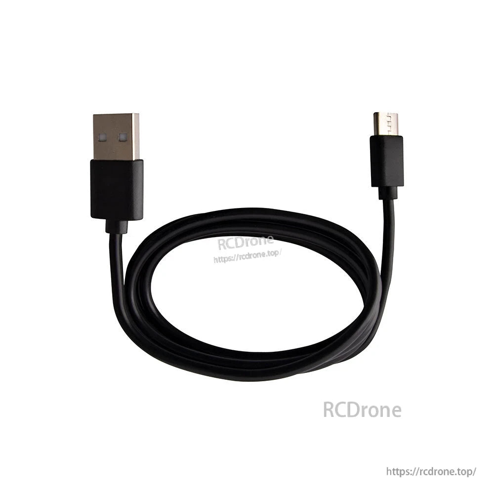 Replacement USB-C cable with USB-A to USB-C connectors, black cord coiled on white background