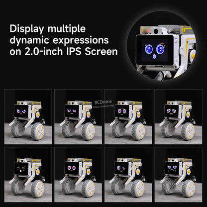 2.0-inch IPS screen dynamic expressions feature graphic with multiple face animations on the robot display