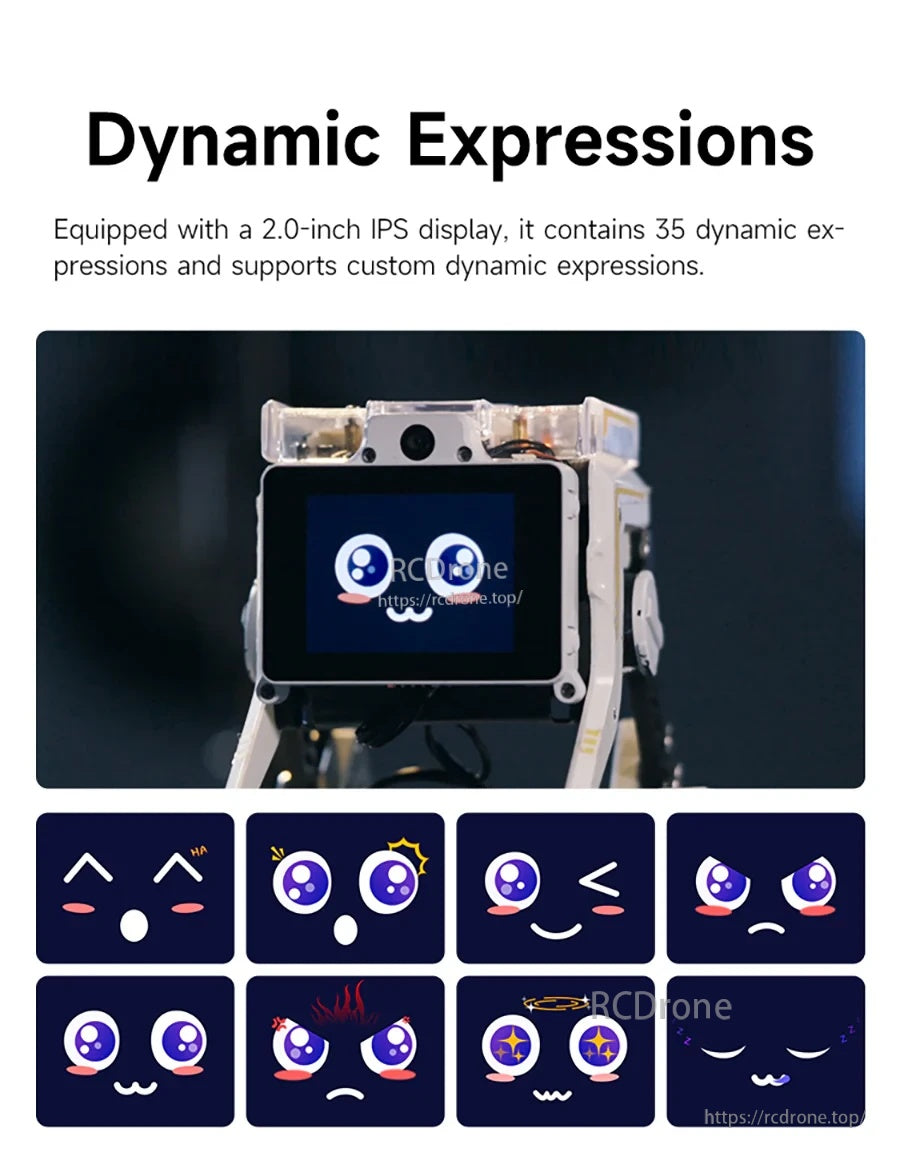 Dynamic expressions on 2.0-inch IPS screen with 35 animated faces and customizable expression options