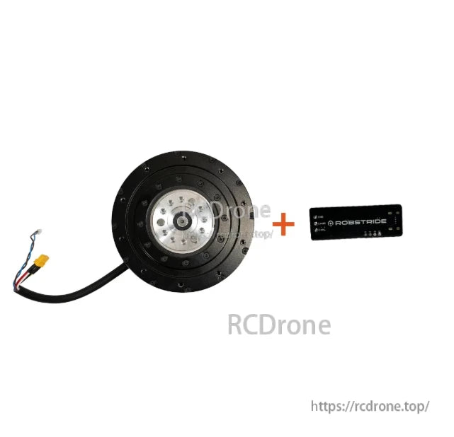 RobStride 04 QDD actuator: 120N·m torque, 48V, 9:1 ratio, dual magnetic encoder, IP52, 700W output.