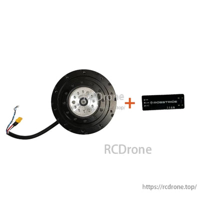 RobStride 04 QDD actuator: 120N·m torque, 48V, 9:1 ratio, dual magnetic encoder, IP52, 700W output.