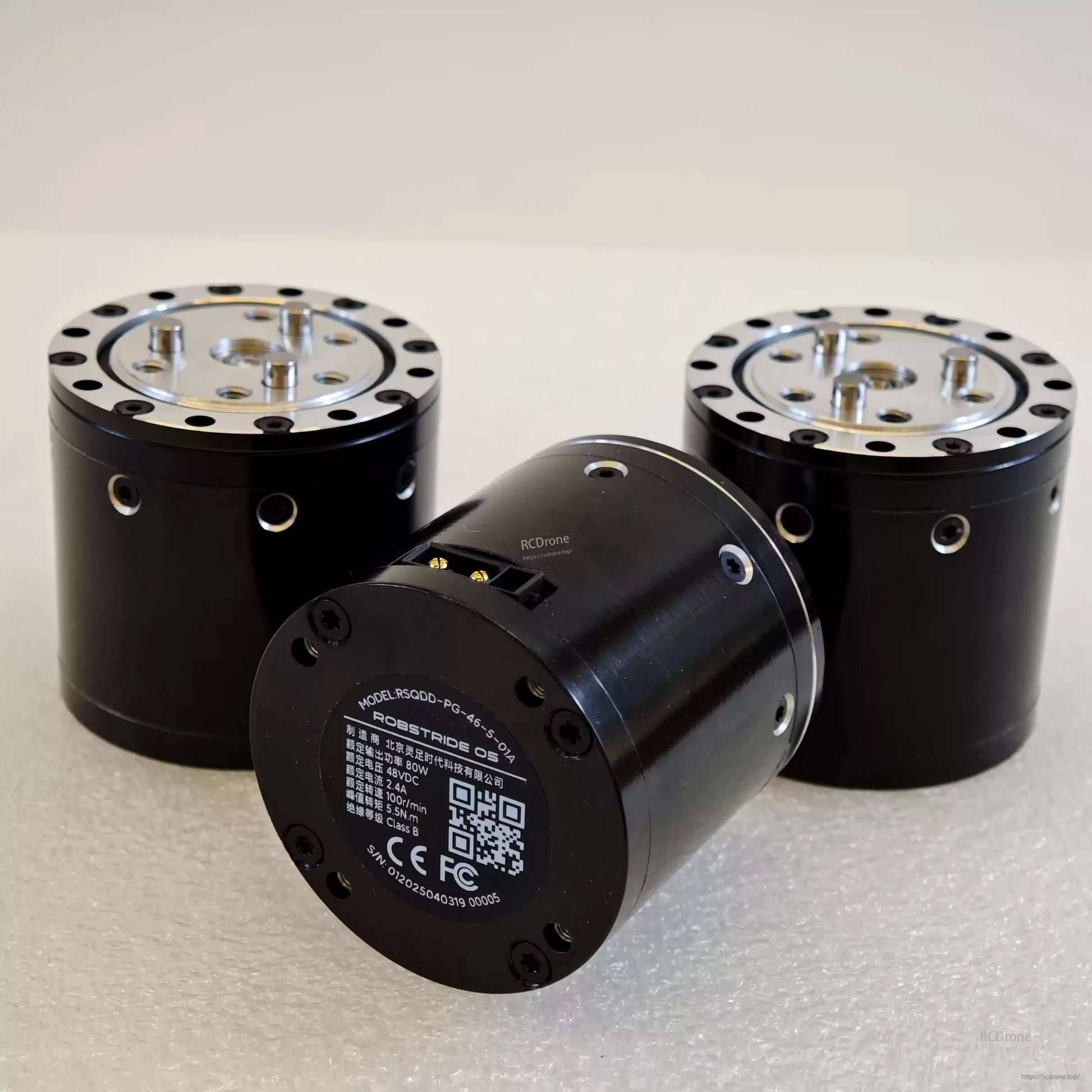 The RobStride 05 QDD actuator module offers 5.5N·m torque, 48V power, dual magnetic encoders, and FOC control in a compact, 191g design for robotics.