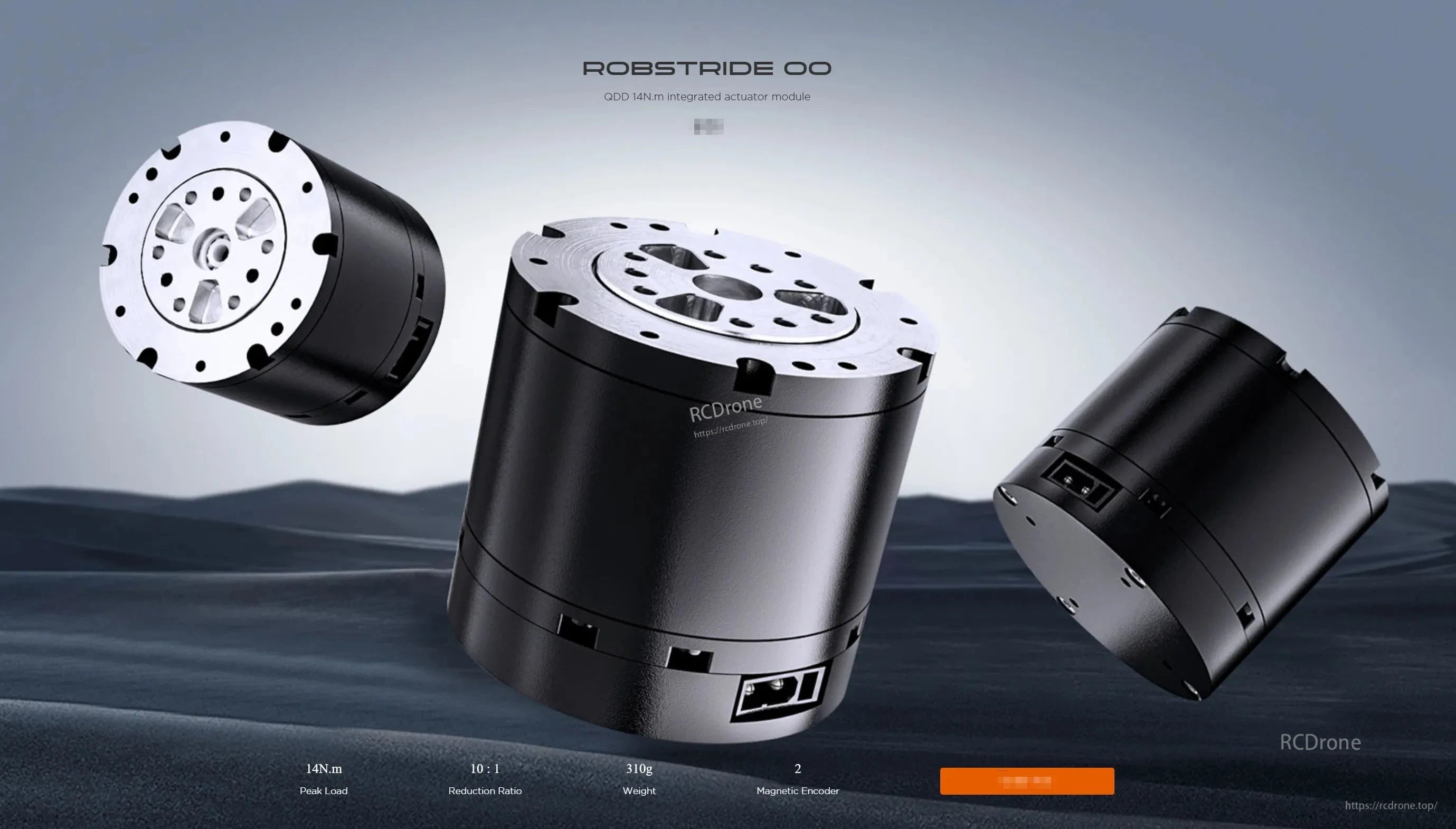 RobStride QDD Motor: 14N.m peak torque, 10:1 gear ratio, 310g, with magnetic encoder.