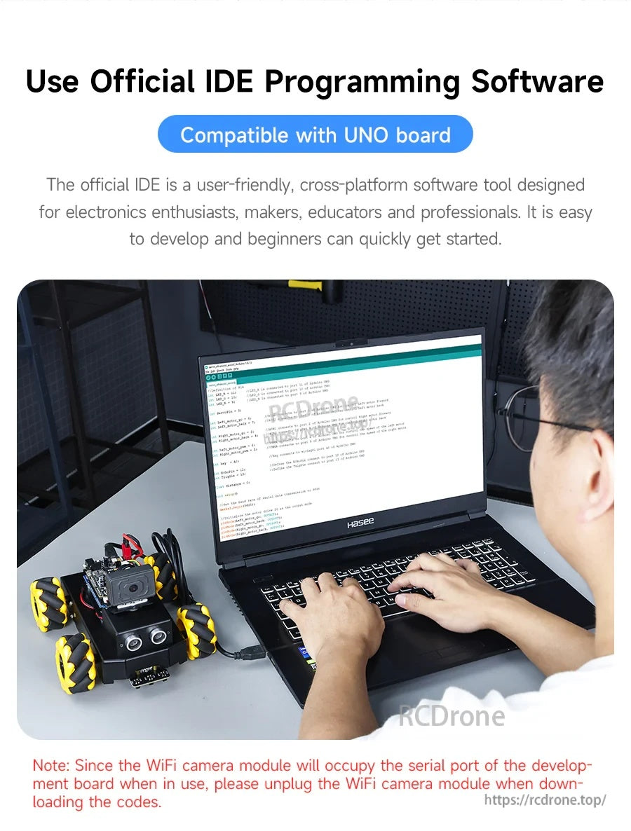 Programming the UNO-compatible controller in the official IDE with C language on a laptop