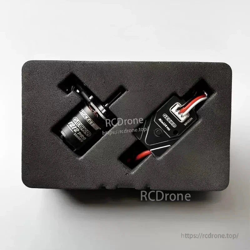 GECKO brushless motor and MINI24 PRO ESC secured in protective foam insert