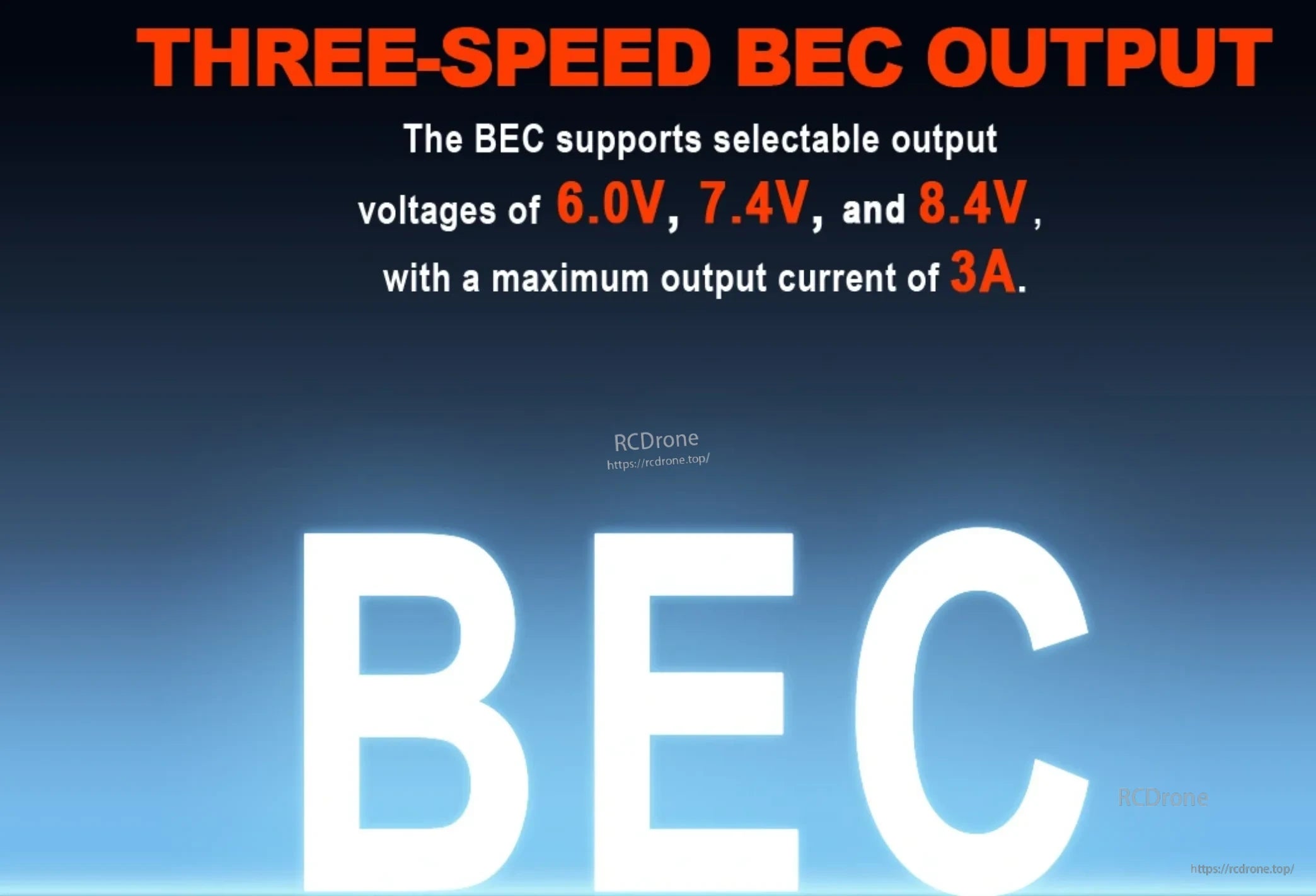 MINI24 PRO ESC selectable 6V, 7.4V and 8.4V BEC output with 3A maximum current