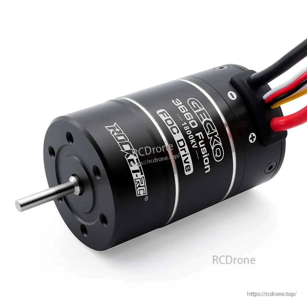 Rocket-RC Gecko 3660 Fusion motor front face with steel output shaft and mounting holes