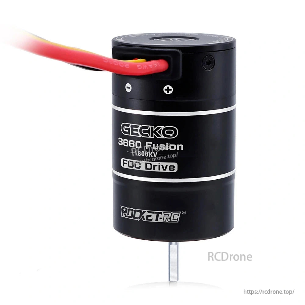 Gecko 3660 Fusion motor wire exit with positive and negative polarity markings
