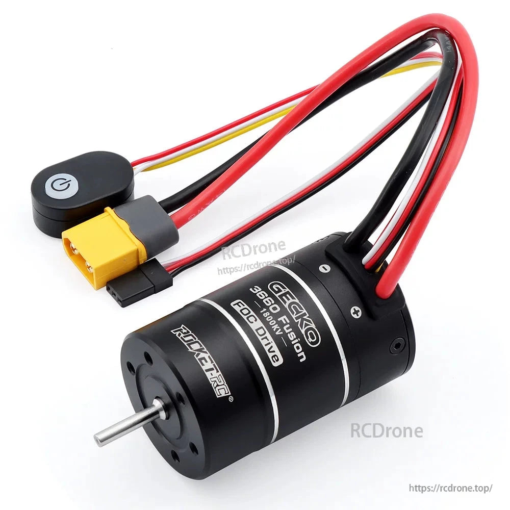 Rocket-RC Gecko 3660 Fusion motor system with battery connector and external button module