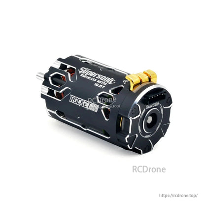 Supersonic 380 sensored brushless motor close-up showing SENSOR port and rear end plate