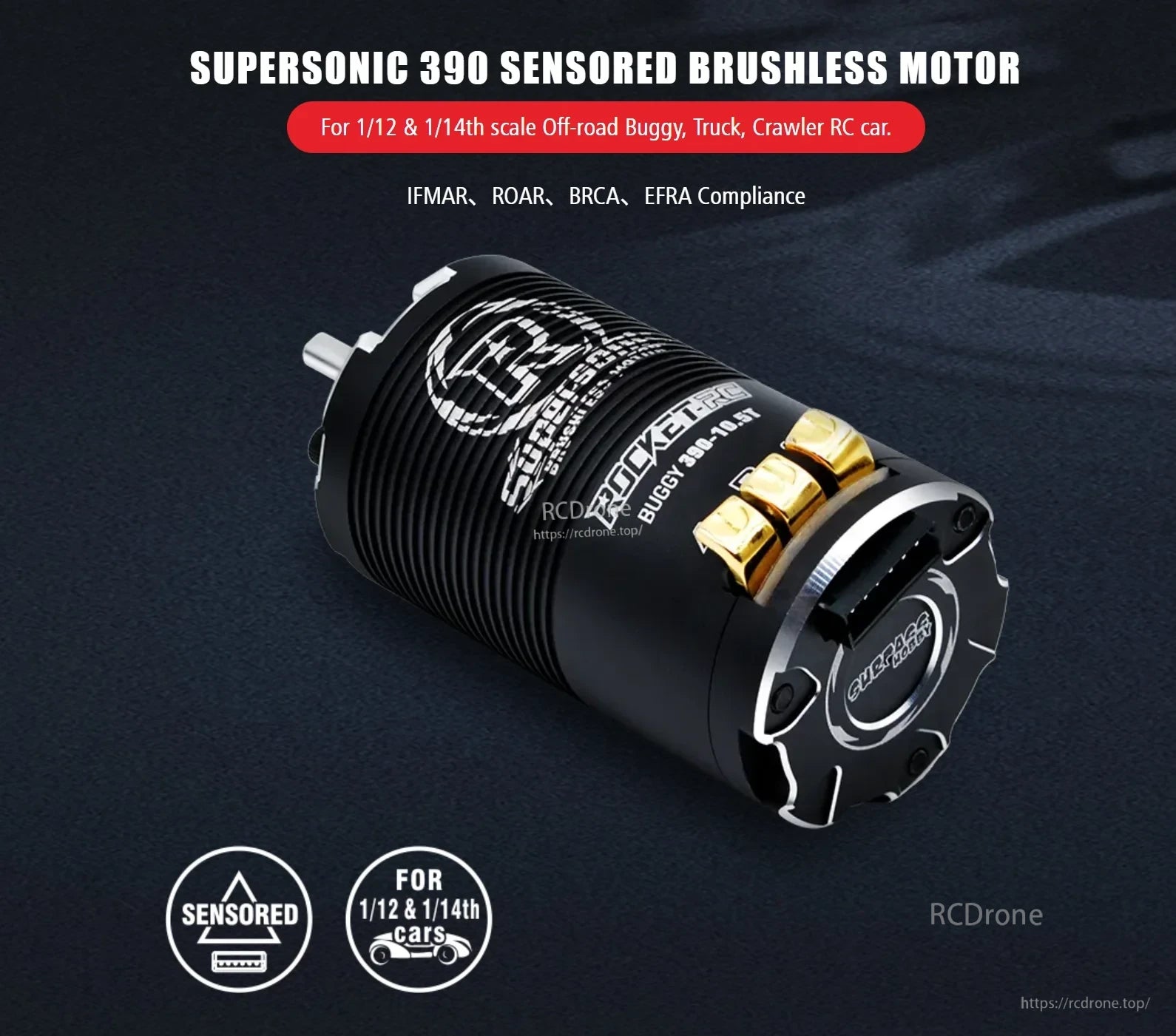 Rocket-RC Supersonic 390 sensored brushless motor for 1/12 and 1/14 RC vehicles