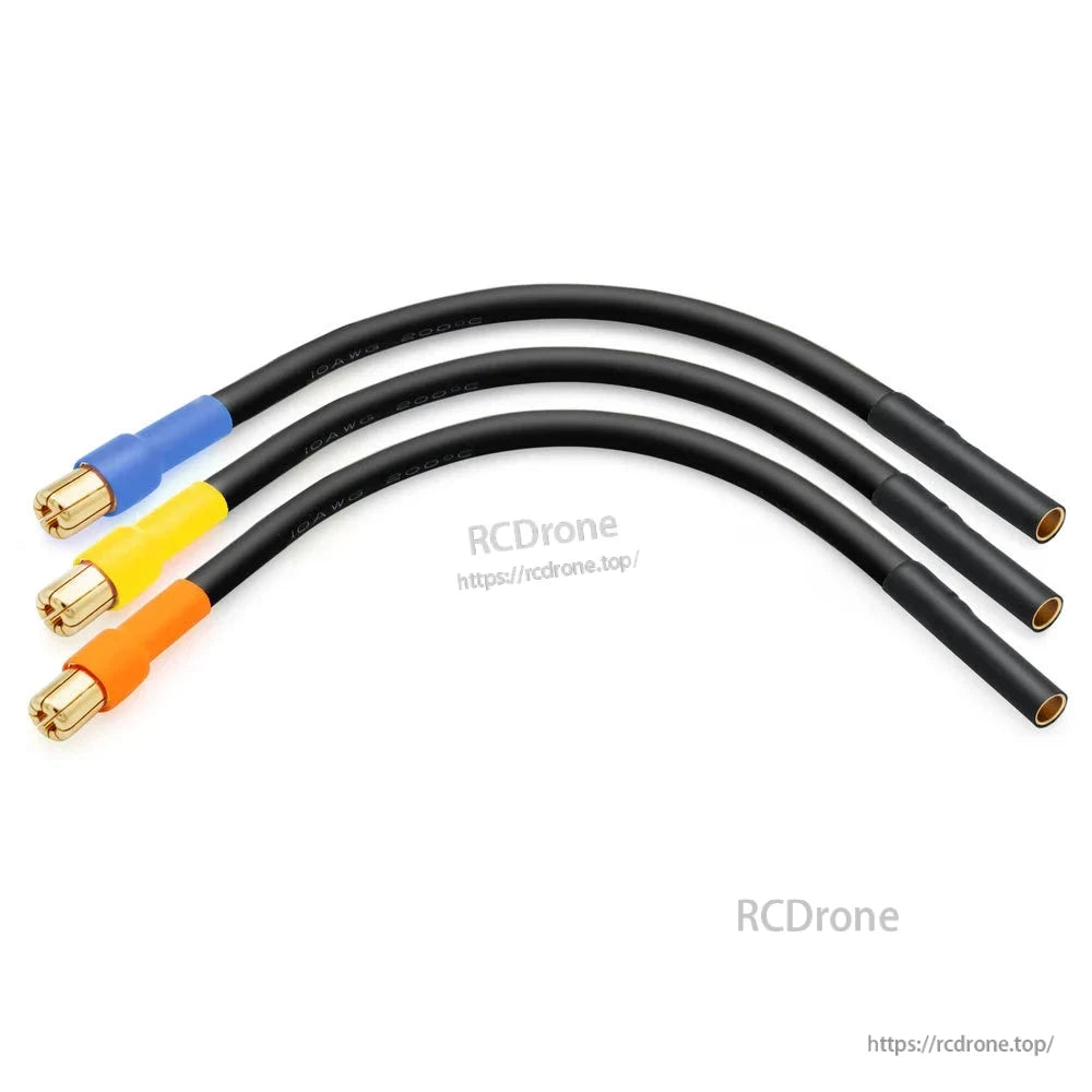 Three color-marked motor connection wires with gold bullet connectors