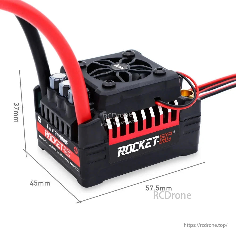 Rocket-RC Supersonic V2 Waterproof Brushless ESC with 57.5 x 45 x 37 mm dimensions