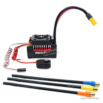 ESC set with external power switch, receiver lead and three color-coded motor connector wires