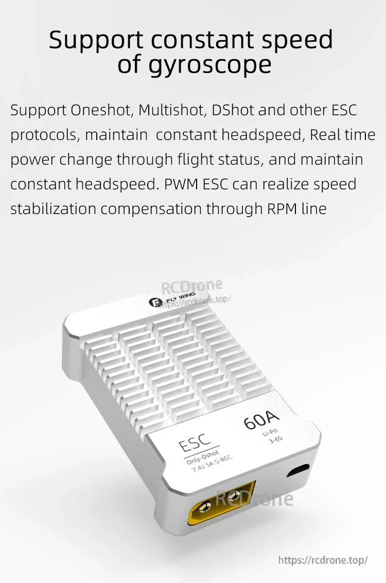 Rotorflight HELI405 RF Flight Controller, Supports multiple protocols, constant gyroscope speed, real-time power adjustment, RPM stabilization via PWM, 60A ESC for 3-6S Li-Po batteries.