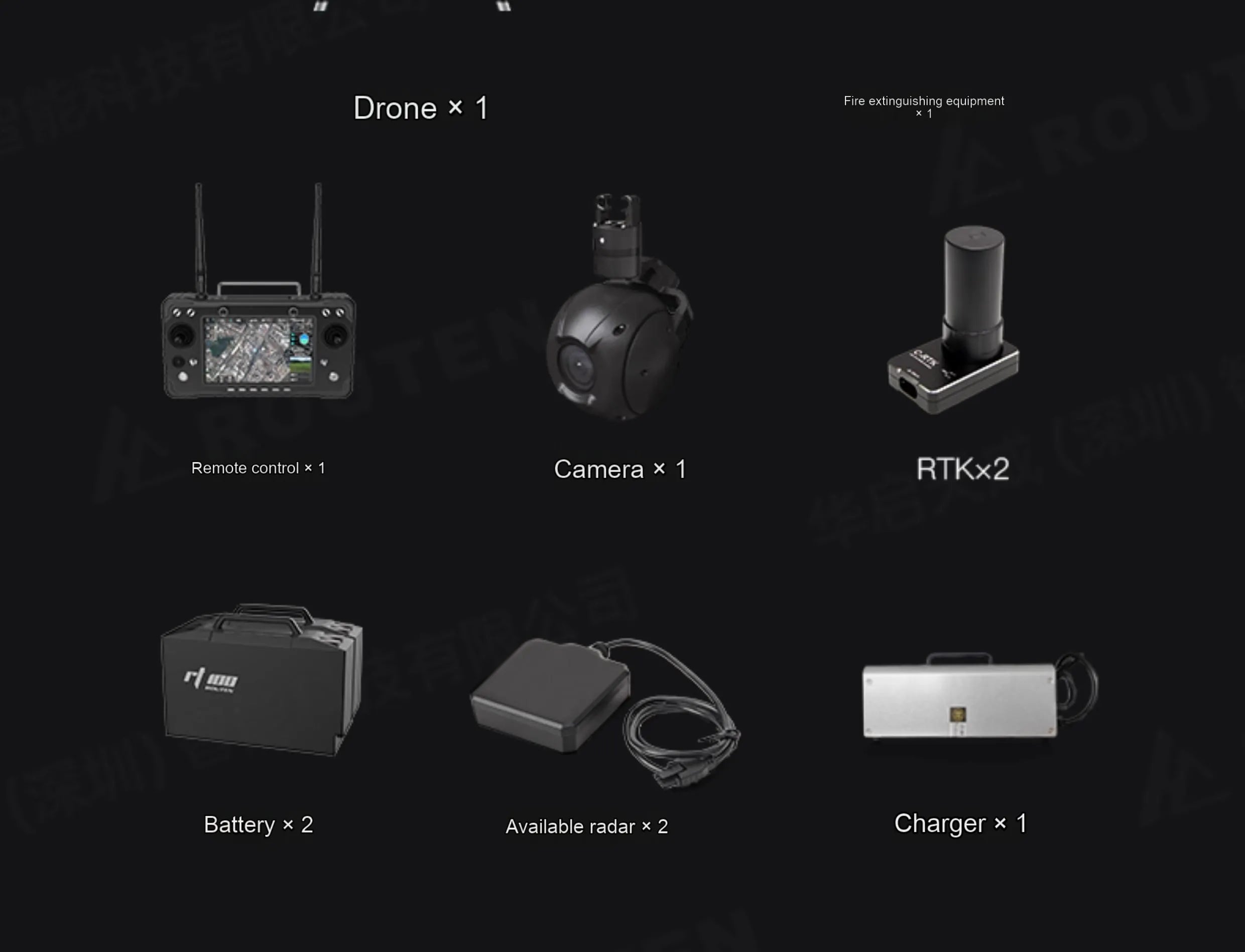 Routen RT100 FireFighting Drone -4 AXIS 50kg Payload 5000m Altitude 10KM Range Flight Platform INDUSTRIAL DRONE