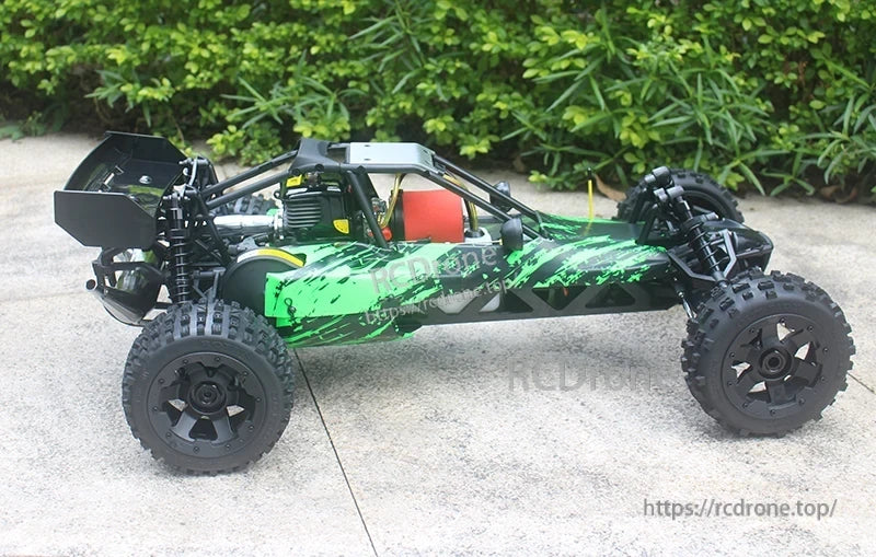 Rovan Baja 5B RC Car, A Rovan Baja 5B gasoline RC car with 2WD, rear axle brake, metal diff, and ARTR features.