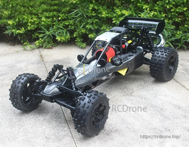 Rovan Baja 5B RC Car, Control is achieved through a 2.4GHz radio system; the chassis comes mostly assembled with a built-in battery.