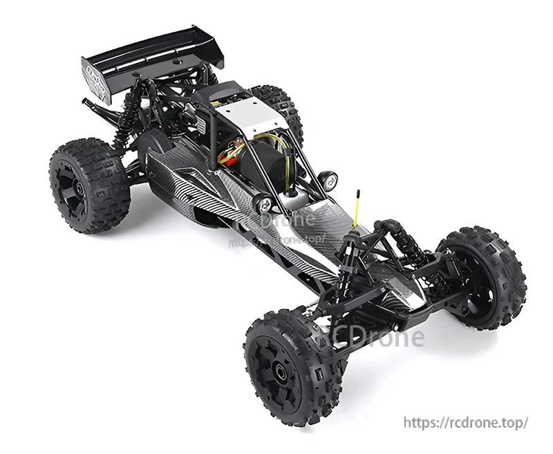 Rovan Baja 5B RC Car, Radio-controlled model power comes from a built-in 2000mAh battery and transmitter AA cells.