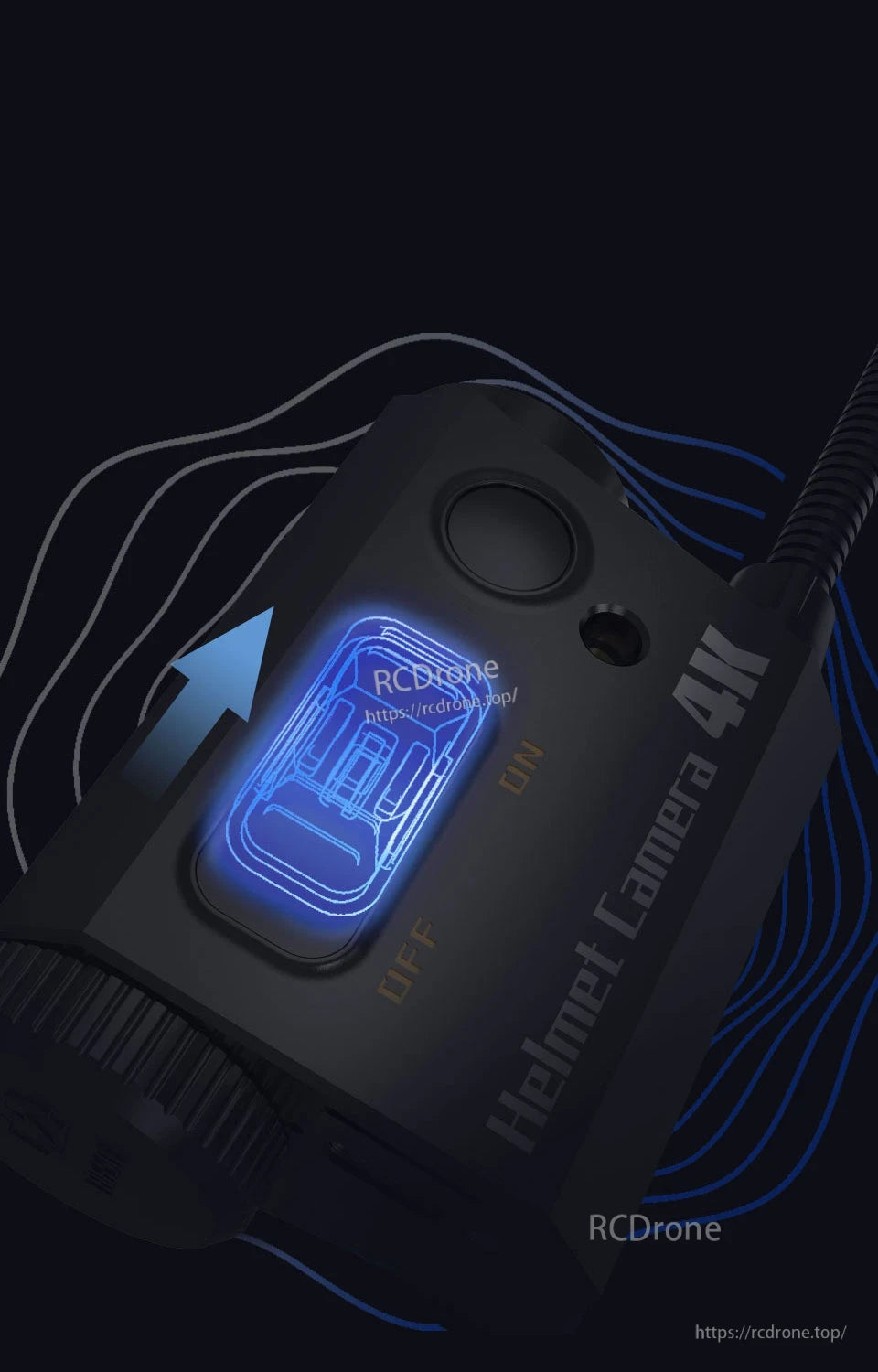 RunCam Helmet Camera, Real-time WiFi tuning allows preview and quick adjustment of image settings through the RunCam App.