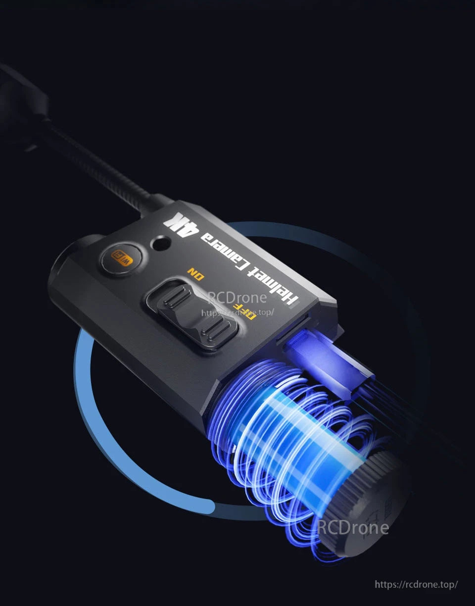 RunCam Helmet Camera, The camera records video at various resolutions and frame rates using an IMX415 image sensor and a wide field of view.