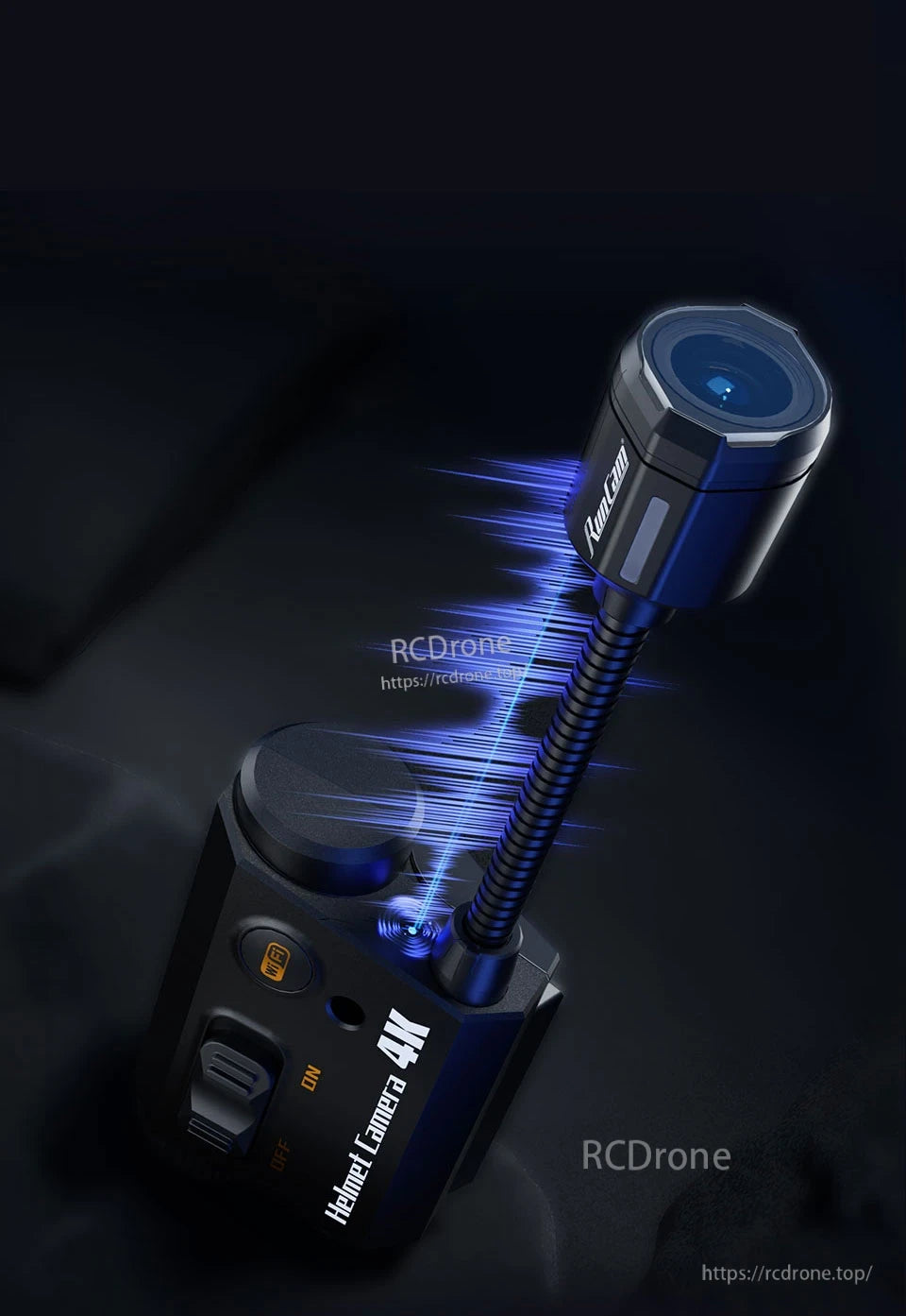 RunCam Helmet Camera, Helmet Camera 4K features IMX415 sensor, adjustable lens, and real-time WiFi preview for riding, cycling, vlogging, and outdoor activities.