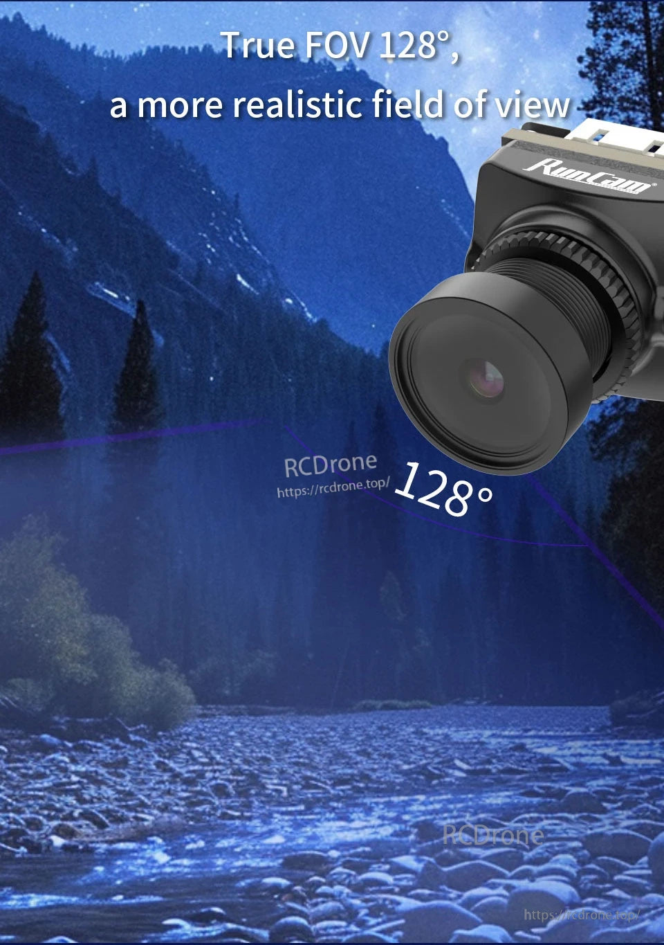 RunCam Phoenix 2 Micro FPV Camera, A more realistic field of view for a camera with 1280 resolution is a true FOV of 128 degrees.