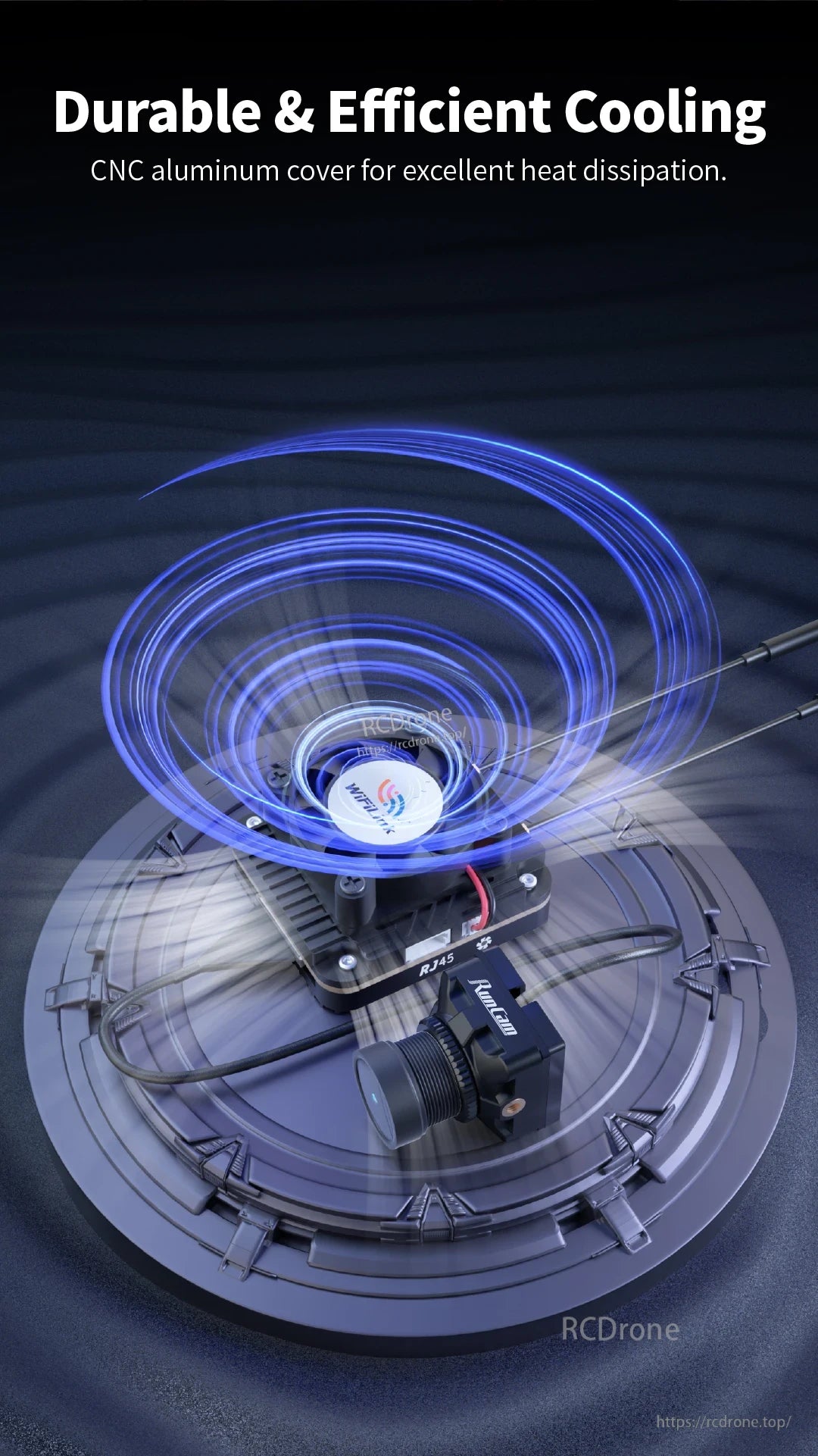 RunCam WiFiLink 2 AIO FPV, The camera has a durable and efficient cooling system.