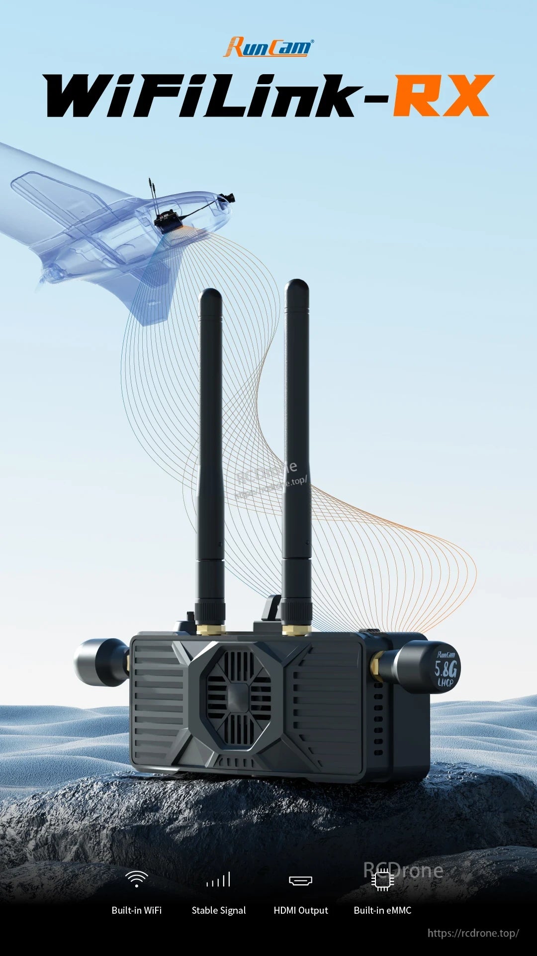 RunCam WiFiLink‑RX Digital HD VRX, RunCam WiFi Link RX digital high-definition camera for wireless streaming