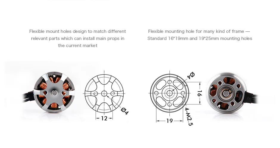T-motor MN2212 KV780 KV920 Brushless Motor - High quality outrunner Tiger motor for UAV rc drones quadcopters electric motor 12 T-motor, Flexible mount holes design to match different . standard 16*19mm and 19*25mm