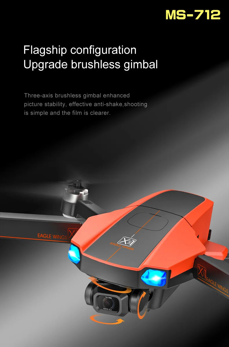MS-712 drone, MS-712 Flagship configuration Upgrade brushless gimbal . effective anti-shake