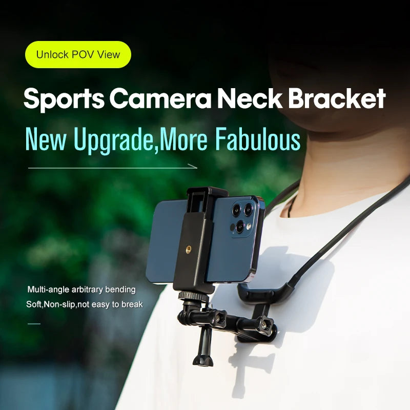 STARTRC Hanging Neck Mount Holder, Sports Camera Neck Bracket, Multi-angle Bending, Soft Non-slip Design