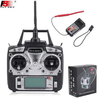 Flysky FS-T6 6CH 2.4G LCD Transmitter - With R6B Receiver Digital Radio System for RC Helicopter Quadcopter Glider Airplane Toy