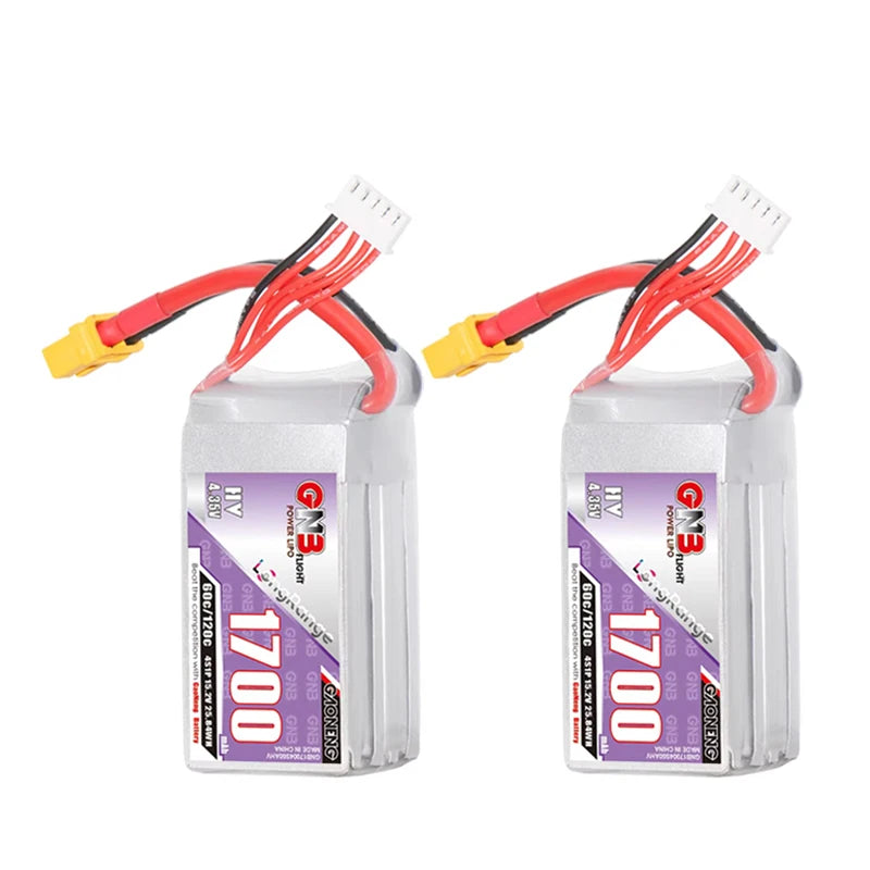 2Pcs GNB 4S HV 1700mAh 60C 120C LiPo Drone Battery