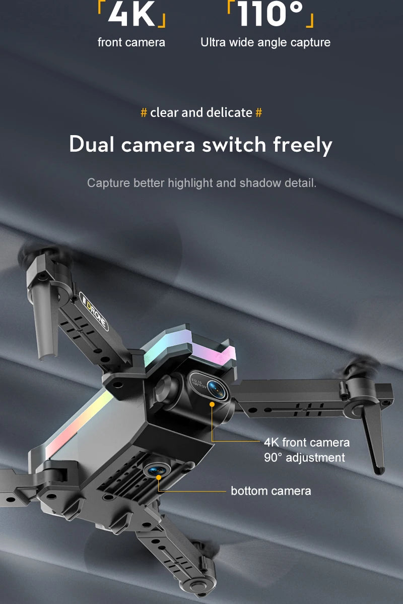 XT8 RC Mini Drone - 2024 New 4K Dual HD Camera Video Shooting Led Drone Quadcopter with FPV One-Key Return Toys for Kids Gift 28 XT8 RC Mini Drone, '4kj '1100, front camera ultra wide