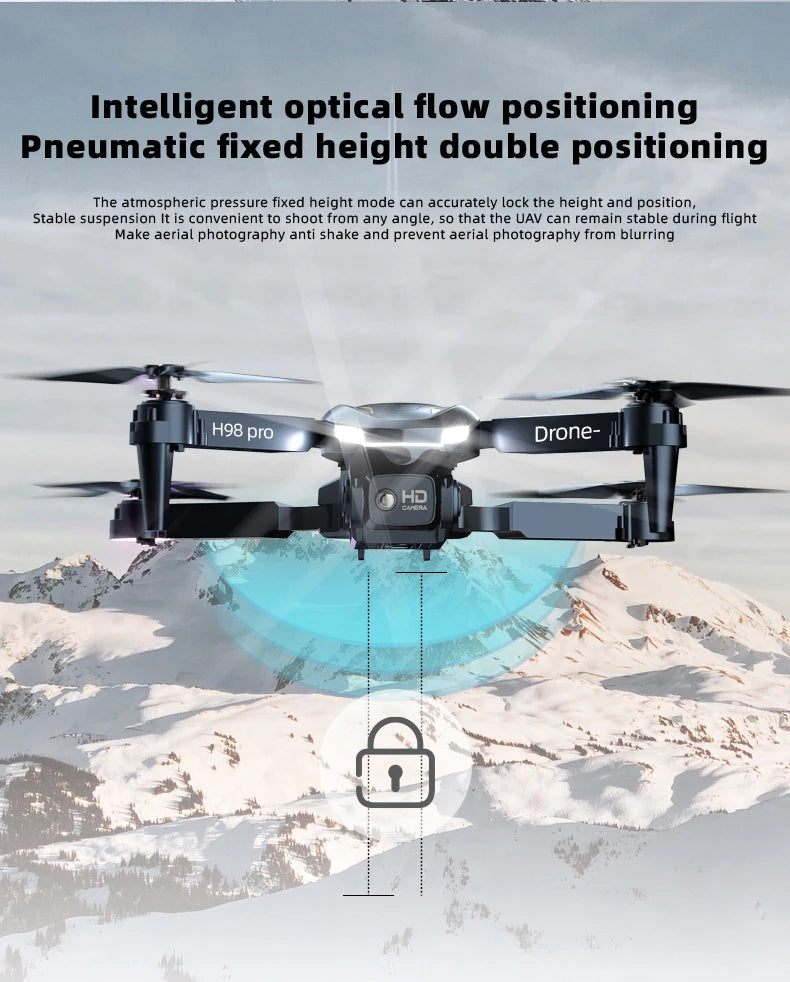 H98 Pro Drone - 4K Dual HD Camera Aerial Four Axis Aircraft Obstacle Avoidance RC Helicopter Dron Adult Toys 2023 best drone 22 H98 Pro Drone, intelligent optical flow positioning pneumatic fixed height double positioning the atmospheric pressure fixed