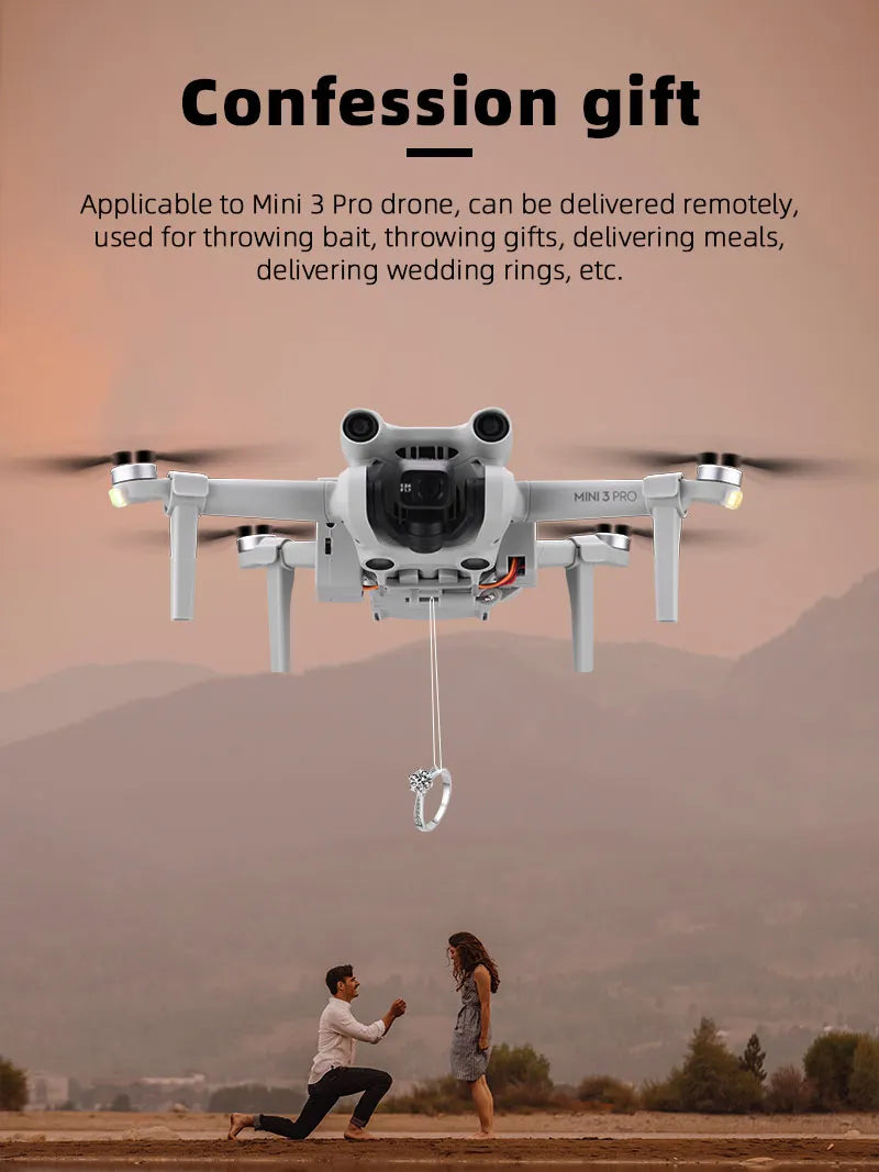 Mini 3 Pro drone can be delivered remotely . can be used for throwing bait, delivering