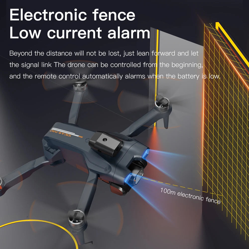 A9 PRO Drone - 2.4G WIFI FPV With 4K HD Camera 20min Flight Time Brushless Foldable ProfessionalRC Drone Quadcopter Toy 28 A9 PRO Drone, electronic fence low current alarm beyond the distance will not be lost .