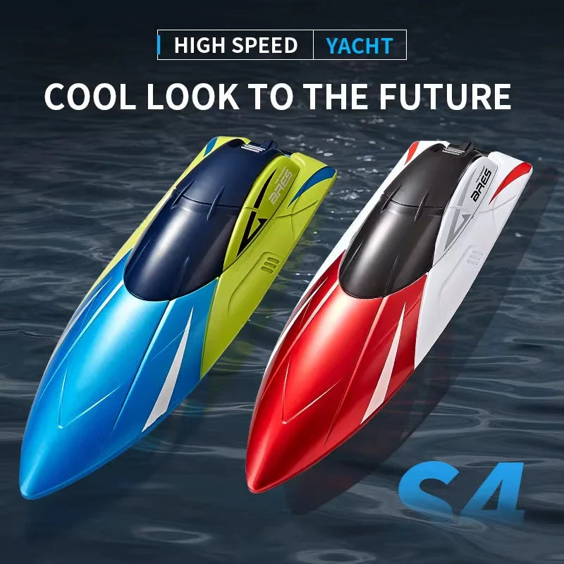 S4 RC Boat 15KM/H High-Speed, Double Rudder Motor, Waterproof ABS, 2.4G 100m Range, 3.7V 800mAh, USB Charging, LED