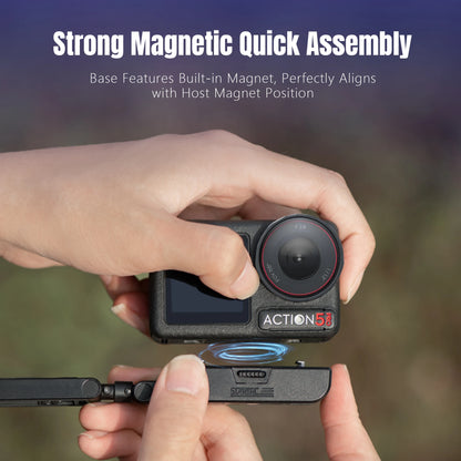 Magnetic mount for DJI Action 3/4/5 Pro & Osmo 360 with quick release and 360° rotation for versatile, secure attachment.