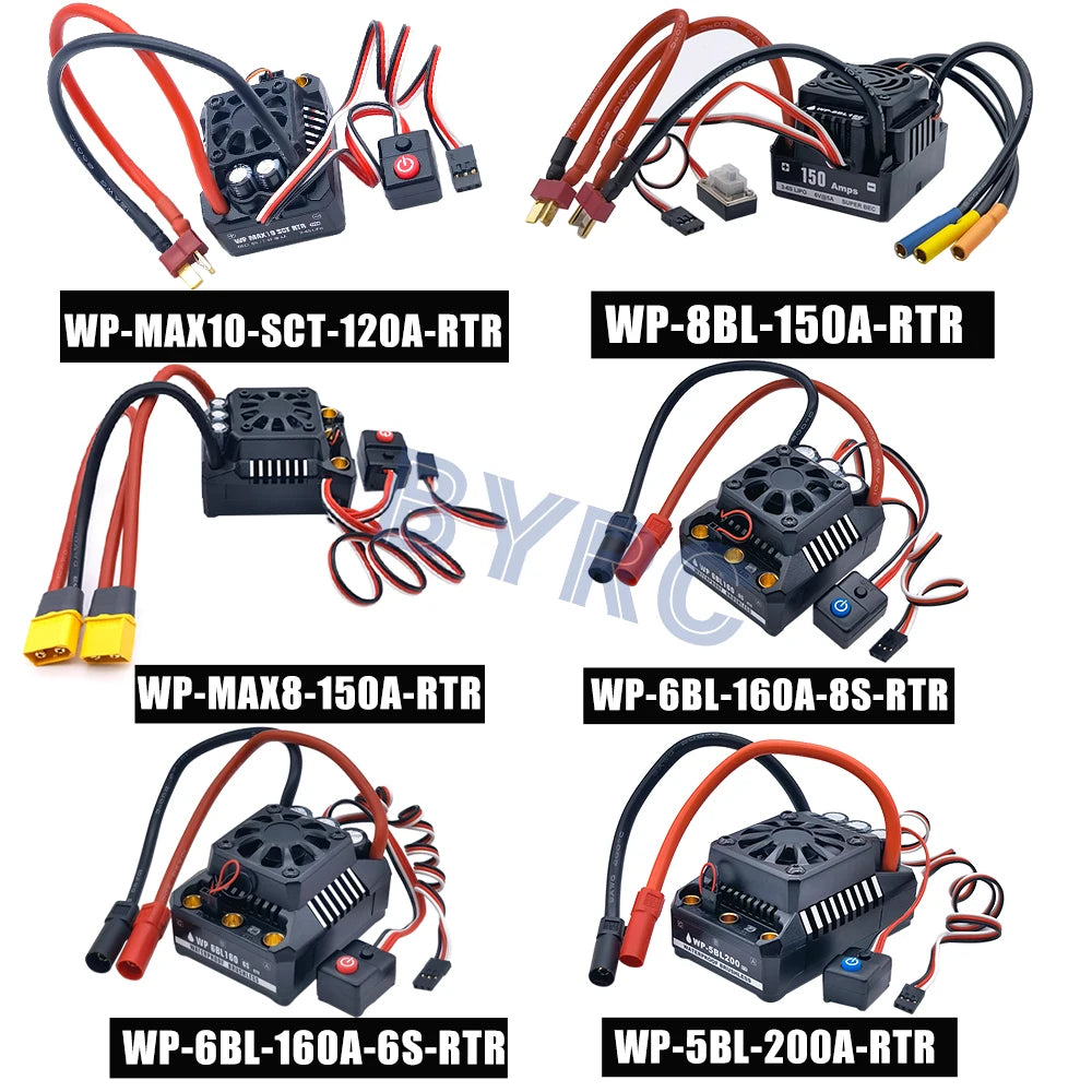 Hobbywing Waterproof ESCs: various models for 1/10 to 1/6 scale RC cars.