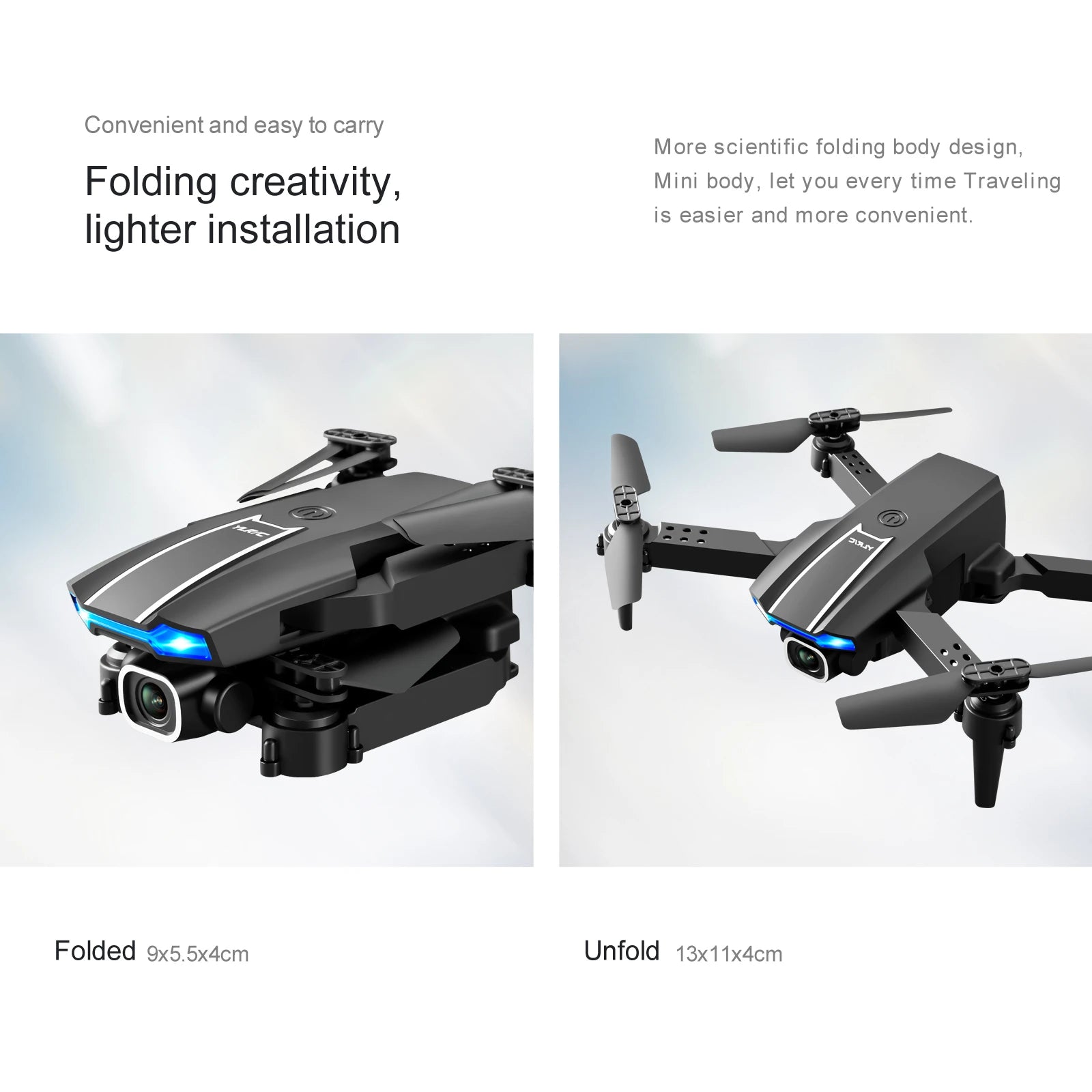 KBDFA S65 4K Mini Drone - HD WIFI FPV 1080P Camera Height Hold RC Foldable Quadcopter Dron Rc Helicopter Drone Gift Toy 32 KBDFA S65 4K Mini Drone, convenient and easy t0 carry more scientific folding body design, folding