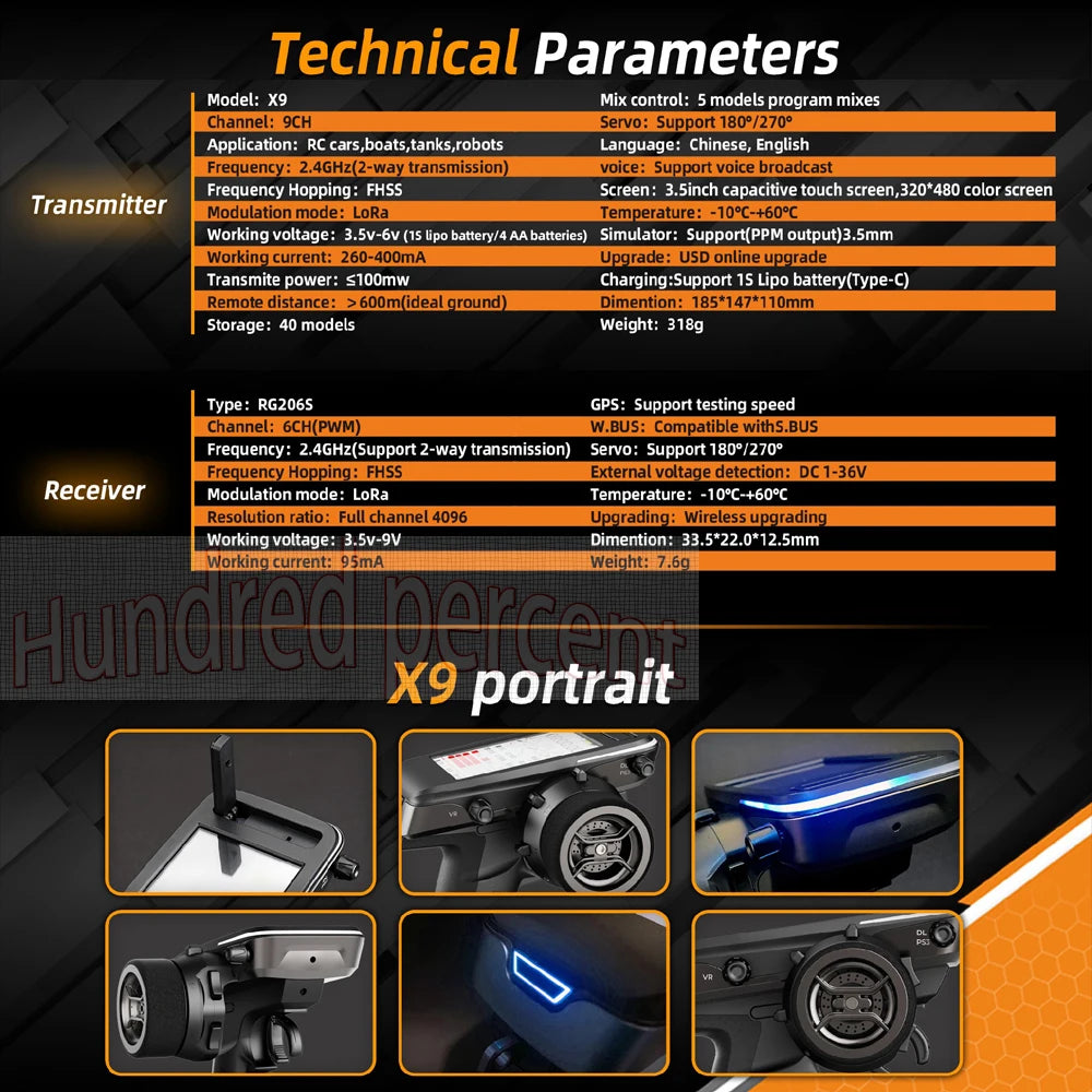 WFLY X9 Radio Remote Controller - 2.4ghz 9CH Transmitter With RG209S Receiver Extra X9 Dedicated SG01 GPS F Racing Crawlers Cars 35 WFLY X9 Radio Remote Controller, X9 Servo: Support 1802/2709 Application: RC cars,boat