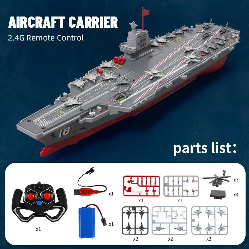 S19 RC Aircraft Carrier Warship Remote Control Boat & Ship, Dual Motor, 2.4G, 40cm DIY Kit, 30min Runtime, CE