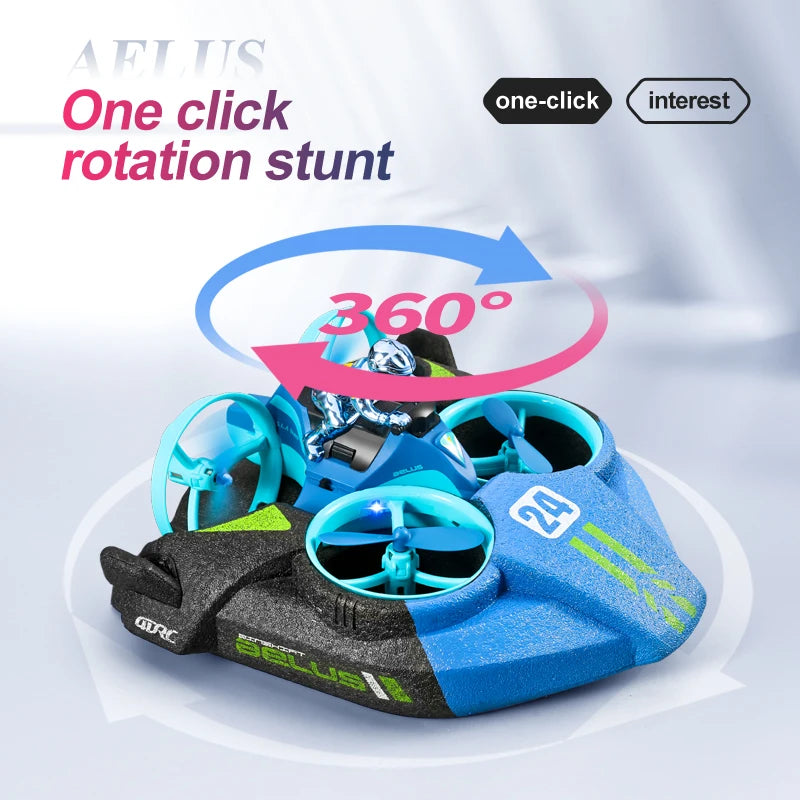 4DRC V24 Mini RC Drone, A 2.4GHz quadcopter with one-click 360° stunts, altitude hold, headless mode, and sea-land-air versatility for all-terrain fun.